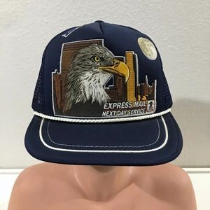 Vtg 90s USPS Express Mail Snapback Trucker Hat